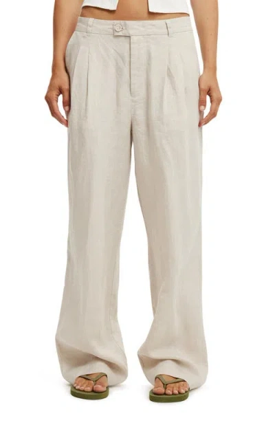 Cotton On Elle Linen Wide Leg Suiting Pant In Natural