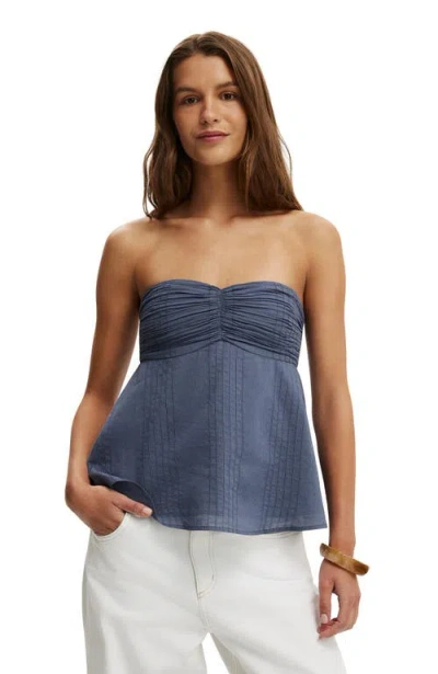 Cotton On Ellie Strapless Babydoll Top In Blue