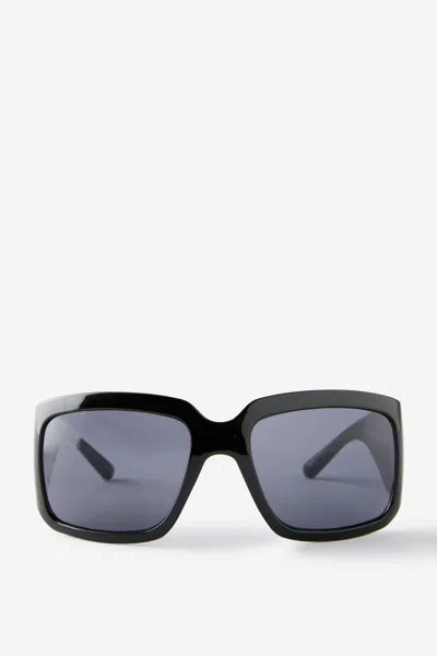Cotton On Ellis Square Wrap Around Sunglasses In Black