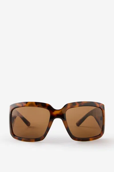 Cotton On Ellis Square Wrap Around Sunglasses In Deep Tort