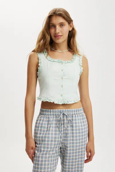 Cotton On Emily Ruffle Top In Green