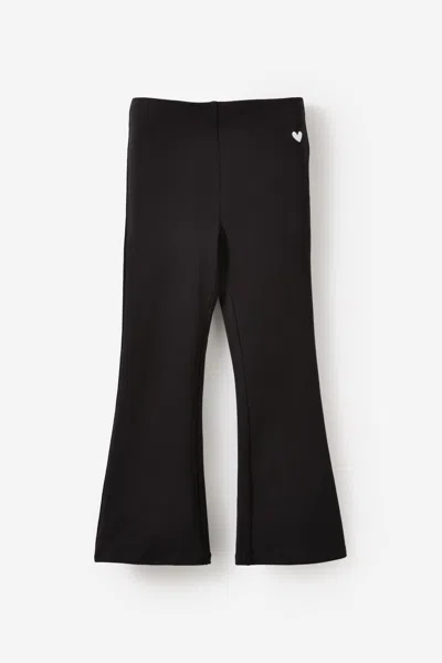Cotton On Kids' Essential Flare Legging In Black/vanilla Heart