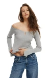 Cotton On Everfine Be My Sweetheart Keyhole Pullover In Grey Marle