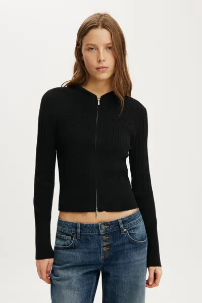 Cotton On Everfine Hooded Knit In Black