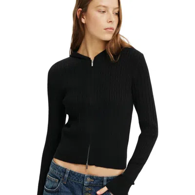 Cotton On Everfine Hooded Knit In Black