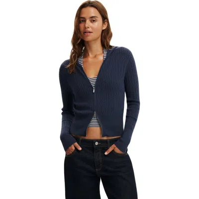 Cotton On Everfine Hooded Knit In Blue