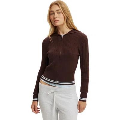 Cotton On Everfine Hooded Knit In Burgundy
