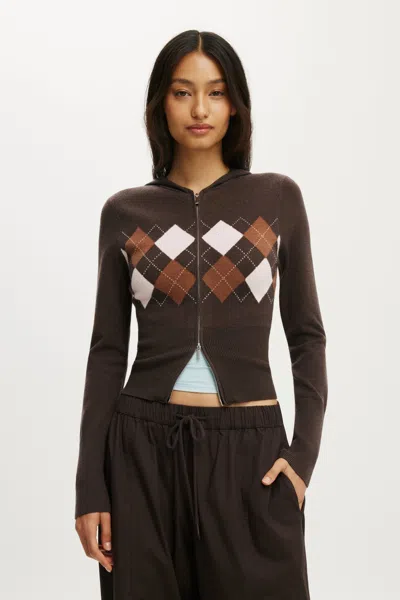 Cotton On Everfine Hooded Knit In Brown