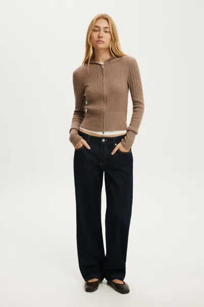 Cotton On Everfine Hooded Knit In Ltw Acorn Marle