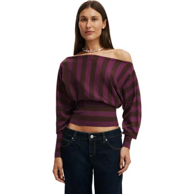 Cotton On Everfine Ls Batwing Knit In Burgundy
