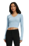 Cotton On Everfine Rib V-neck Polo In Blue