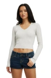 Cotton On Everfine Rib V-neck Polo In Gray