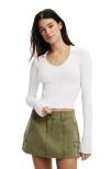Cotton On Everfine Rib V-neck Polo In White