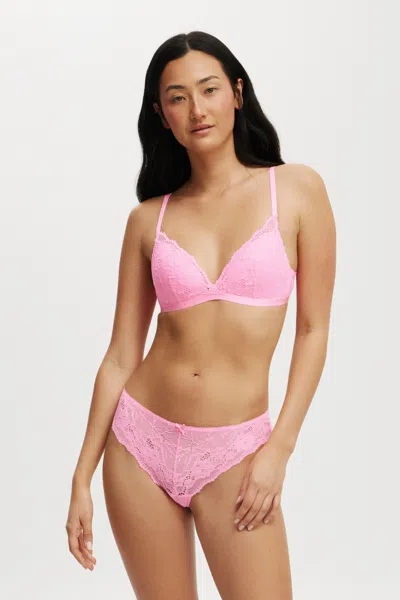 Cotton On Everyday Lace Fixed Cup Wirefree Bra In Pink Heaven