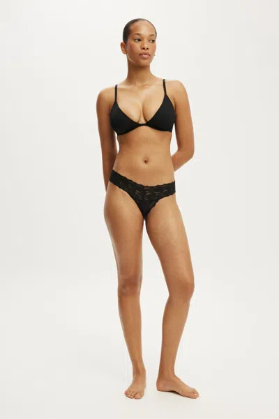 Cotton On Everyday Lace Thong Brief In Black