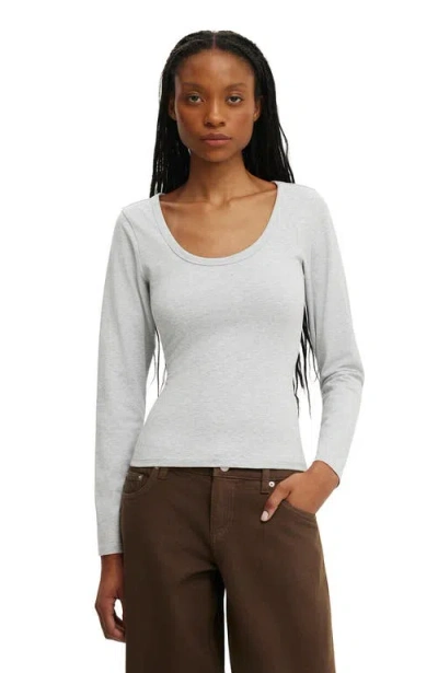 Cotton On Everyday Smooth Scoop Neck Long Sleeve In Gray