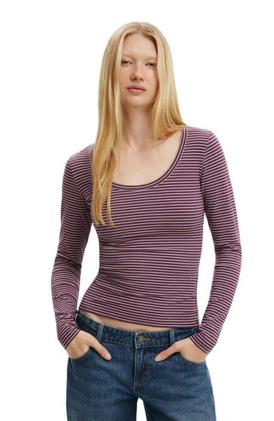 Cotton On Everyday Smooth Scoop Neck Long Sleeve In Purple