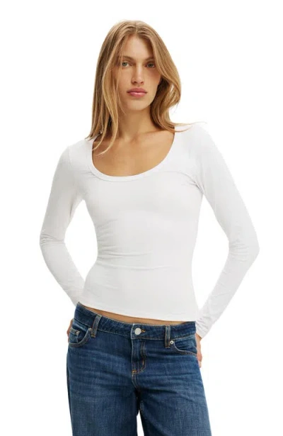 Cotton On Everyday Smooth Scoop Neck Long Sleeve In White