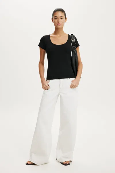 Cotton On Everyday Smooth Scoop Neck Tee In Black