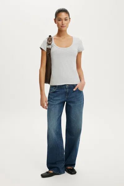Cotton On Everyday Smooth Scoop Neck Tee In Grey Marle