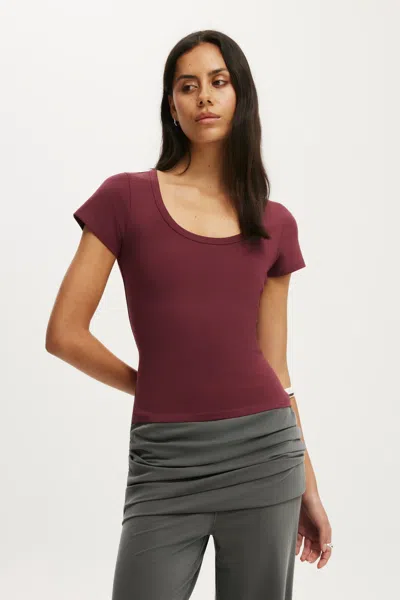 Cotton On Everyday Smooth Scoop Neck Tee In Purple