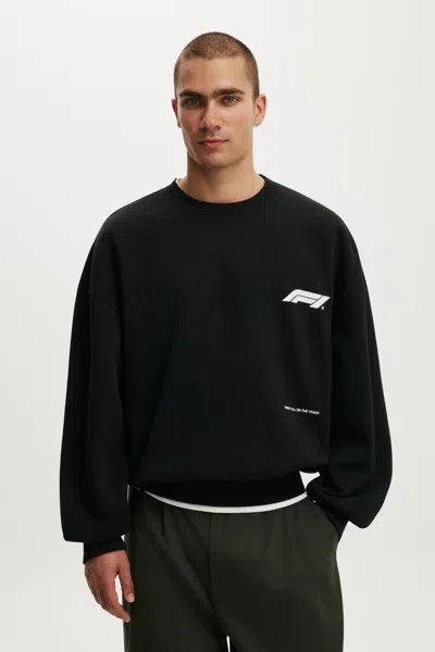 Cotton On F1 Relaxed Fit Crew Sweater In Black