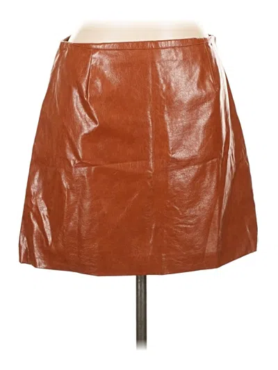 Pre-owned Cotton On Faux Leather Skirt In Brown
