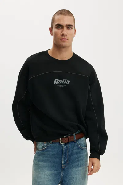 Cotton On Fifa Box Fit Crew Sweater In Black
