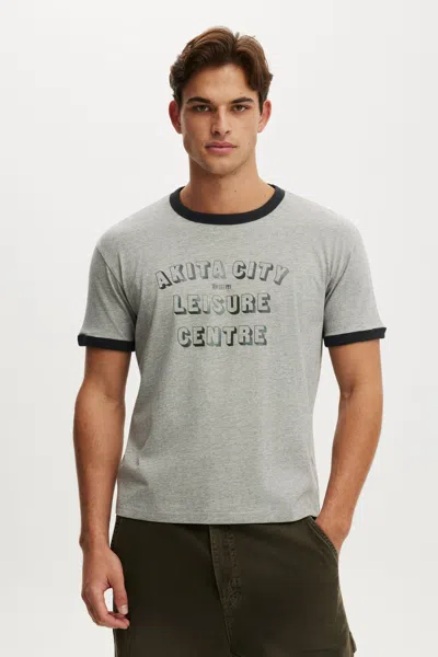 Cotton On Fitted Graphic T-shirt In Grey Marle / Akita City