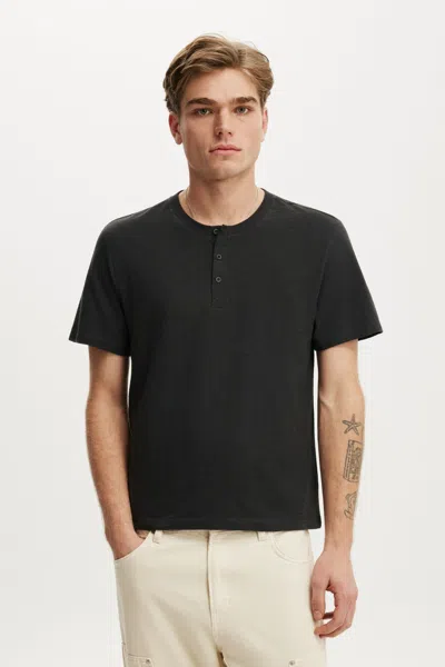 Cotton On Fitted Henley T-shirt In Washed Black