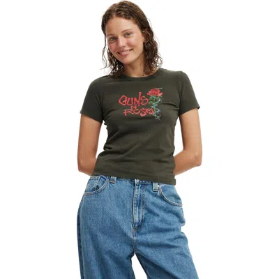 Cotton On Fitted Lcn Graphic Longline Tee In Guns N Roses Barbwire Rose