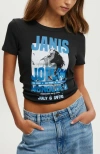 Cotton On Fitted Lcn Graphic Longline Tee In Janis Joplin Washed Black