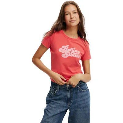 Cotton On Fitted Lcn Graphic Longline Tee In Rolling Stones Retro Logo