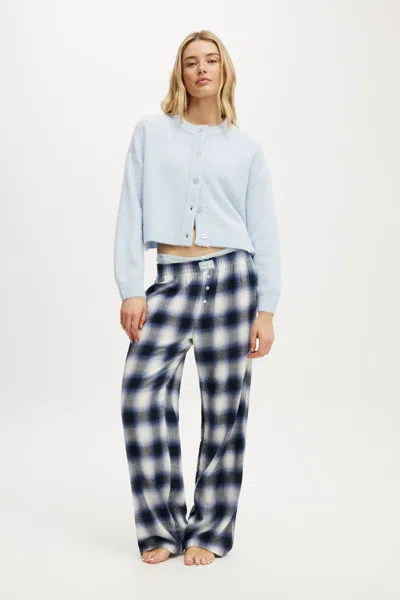 Cotton On Flannel Wide Leg Pant In Navy White Check