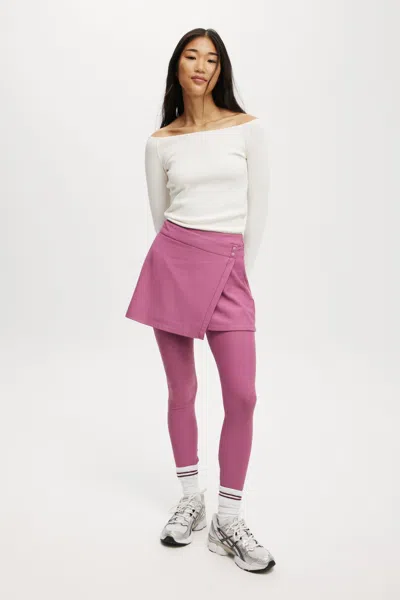 Cotton On Fleece Lined Wrap Skirt In Red Violet