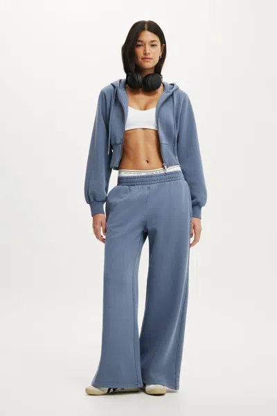 Cotton On Fleece Wide Leg Sweatpant In Blue