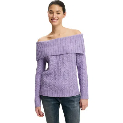 Cotton On Fluffy Cable Off Shoulder Knit In Multi