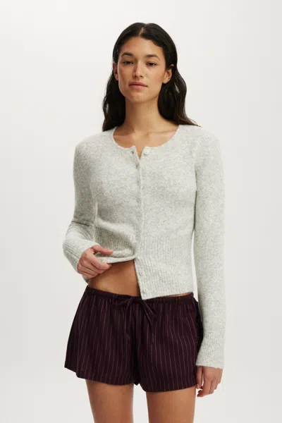 Cotton On Fluffy Fitted Knit Cardi In Gray