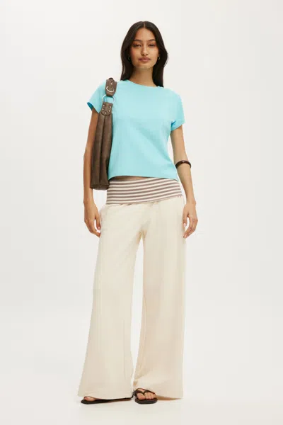 Cotton On Fold Over Waistband Sweatpant In Blue