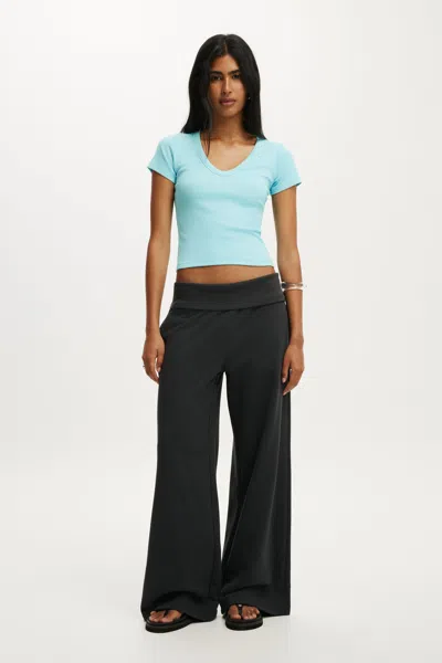 Cotton On Fold Over Waistband Sweatpant In Blue