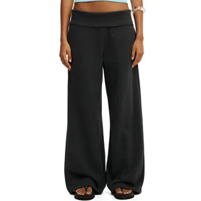 Cotton On Fold Over Waistband Sweatpant In Black