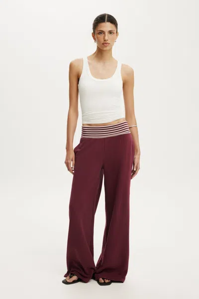 Cotton On Fold Over Waistband Sweatpant In Burgundy