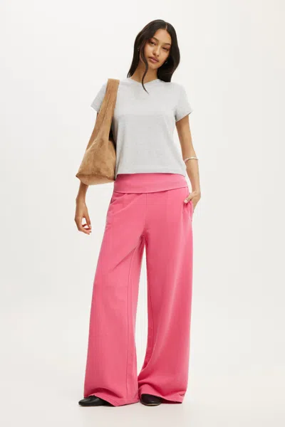 Cotton On Fold Over Waistband Sweatpant In Pink