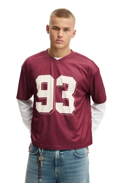 Cotton On Football Jersey In Burgundy