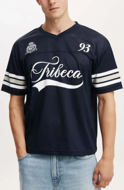 Cotton On Men's Football Jersey T-shirt In True Navy,tribeca