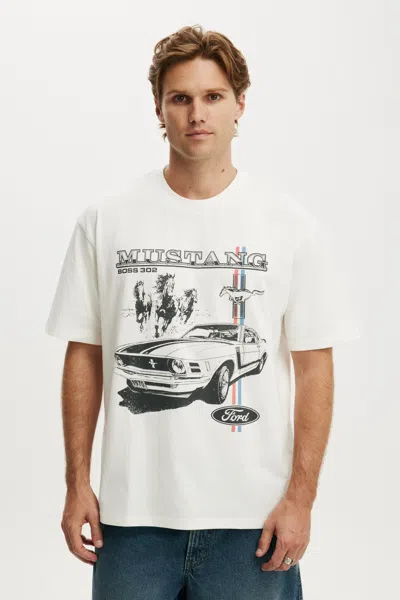 Cotton On Ford Everyday Fit T-shirt In Lcn For Vintage White / Ford - Mustang