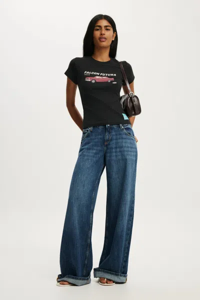 Cotton On Ford Graphic Tiny Tee In Lcn Ford Washed Black/falcon Futura