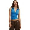 Cotton On Gathered Front Polo In Blue