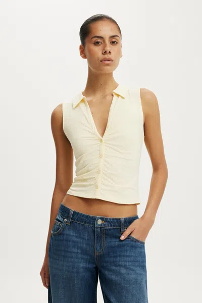 Cotton On Gathered Front Polo In Vanilla Glow