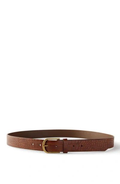 Cotton On Gator Belt In Brown Burnished Brass